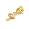 Brass Micro Pave Clear Cubic Zirconia Pendants KK-U007-02G-09-2