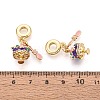 Brass Micro Pave Clear Cubic Zirconia and Enamel European Dangle Charms KK-T079-72G-3