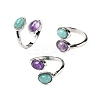 Natural Amethyst & Amazonite Finger Rings RJEW-A068-02P-02-4