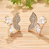 Butterfly Brass Micro Pave Clear Cubic Zirconia Stud Earrings for Women EJEW-G428-08G-3
