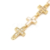 Brass Micro Pave Clear Cubic Zirconia 5 Cross Links Connector Charms KK-H539-15G-3