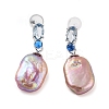 Oval Rhodium Plated 925 Sterling Silver Studs Earrings STER-Z009-04P-1