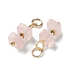 Natural Rose Quartz Cuboid Beaded Pendants STAS-C120-02G-06-2