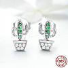Anti-Tarnish Rhodium Plated 925 Sterling Silver Cubic Zirconia Stud Earrings EJEW-FF0010-08P-1