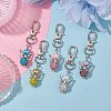 5Pcs 5 Colors Angel Polymer Clay Rhinestone Pendant Decorations HJEW-JM01745-2