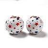 Independence Day Theme Printed Natural Wooden Beads WOOD-L020-B05-2