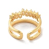 Brass with Cubic Zirconia Open Cuff Rings RJEW-B053-03-3