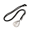 Natural Quartz Crystal Nuggets Pendant Necklace with Polyester Cord for Women G-H285-05B-2