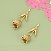 Three-Dimensional Flower Brass Pendants KK-V006-02G-04-1