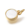 Brass & Natural Shell Flat Round Charms KK-D431-025A-02G-2