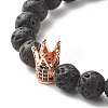 Natural Lava Rock & Non-magnetic Synthetic Hematite Round Beads Energy Power Stretch Bracelets Sett BJEW-JB07051-03-4