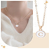 1Pc Zinc Alloy White Enamel Round with Letter Pendant Necklaces NJEW-LP0002-88G-C-1