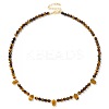 Adjustable 4MM Round and Teeardrop Natural Tiger Eye Beaded Necklace for Women Elegant Casual Jewelry Gift YO7964-1-1