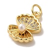 Shell Shapes Rack Plating Brass Glass Pendants KK-U027-32G-2