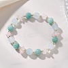 Natural Rose Quartz & Amazonite & Quartz Beads Stretch Bracelets for Women BJEW-JB13189-1