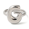 Initials Brass Open Cuff Ring for Women RJEW-N046-02G-P-2