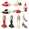 24Pcs 6 Styles Alloy Enamel Pendants ENAM-FS0002-70-2