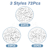72Pcs 3 Sizes Grade AA Brass Ice Pick Pinch Bails for Pendant Making KK-FH0006-26-3