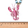 Plastic Pink Lobster Pendant Striped Square Beaded Necklaces with Alloy End Chains NJEW-D336-02G-4