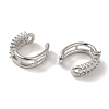 Rack Plating Brass Pave Clear Cubic Zirconia Oval Cuff Earrings for Women EJEW-P280-16P-2