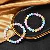 Dyed Natural Selenite Round Beaded Stretch Bracelets for Women G-U005-02M-1