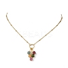 Natural Multicolor Tourmaline Faceted Cube Tassel Pendant 304 Stainless Steel Satellite Chain Necklaces for Women NJEW-JN06234-2