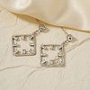 Geometric Hollow Design Brass Pave Clear Cubic Zirconia Stud Earrings SQ8003-1-1