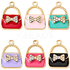 24Pcs 6 Colors Rack Plating Alloy Enamel Pendants ENAM-SC0007-18-7
