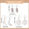 3 Pairs 3 Style Flat Round & Moon & Rectangle Acrylic Imitation Shell Dangle Earrings EJEW-AN0002-94-2