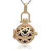 Golden Tone Brass Hollow Round Cage Pendants KK-J216-11G-1