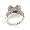 Bowknot Brass Micro Pave Clear Cubic Zirconia Double Rings RJEW-Z050-25P-4