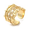 Rack Plating Real 18K Gold Plated Brass Hollow Oval Open Cuff Rings RJEW-B048-10G-1