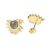 Natural Labradorite Stud Earrings EJEW-K288-01G-10-2