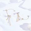 2Pcs 2 Colors Fashionable Tassel Brass Cuff Earrings EJEW-LP0012-13-3