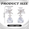 1 Pair Brass Clear Cubic Zirconia Teardrop Dangle Stud Earrings EJEW-LP0001-76-2