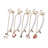 5Pcs 5 Styles Christmas Acrylic Imitated Pearl & Paperclip Chain Bracelets BJEW-JB10383-1