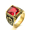 316L Stainless Steel & Cubic Zirconia Men's Vintage Carved Finger Rings FS-WG82D33-27-1
