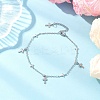 3Pcs 3 Styles 304 Stainless Steel Cross Link Chain Anklets AJEW-AN00739-3