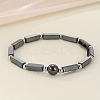 Synthetic Hematite Beaded Stretch Bracelets for Men Women WGE4A78-09-1