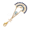Moon Star Synthetic Blue Spinel & Glass Seed Pendant Decoration HJEW-MZ00115-4
