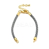 Leather Braided Cord Link Bracelets MAK-K022-01G-02-1