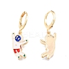 Enamel Spaceman Dangle Leverback Earrings EJEW-N012-91-1