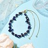 Adjustable Natural Lapis Lazuli Chips Beaded Slider Bracelets for Women BJEW-JB10489-2