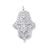 Rack Plating Brass Micro Pave Clear Cubic Zirconia Religion Hamsa Hand Connector Charms KK-A23410-053P-1