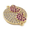 Rack Plating Brass Micro Pave Clear Cubic Zirconia Flat Round Connector Charms KK-A234-040G-01-2