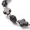 Synthetic Turquoise(Dyed) Cross & Skull Beaded Stretch Bracelet BJEW-JB08451-03-4