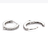 Brass Micro Pave Clear Cubic Zirconia Huggie Hoop Earring Findings LS-EJEW-O107-01P-2