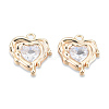 Brass Pave Clear Cubic Zirconia Pendants KK-N232-478LG-2