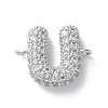 Brass Micro Pave Cubic Zirconia Letter Links KK-I717-04U-P-1
