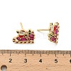Santa Claus Brass Micro Pave Cubic Zirconia Stud Earrings EJEW-B149-03G-5